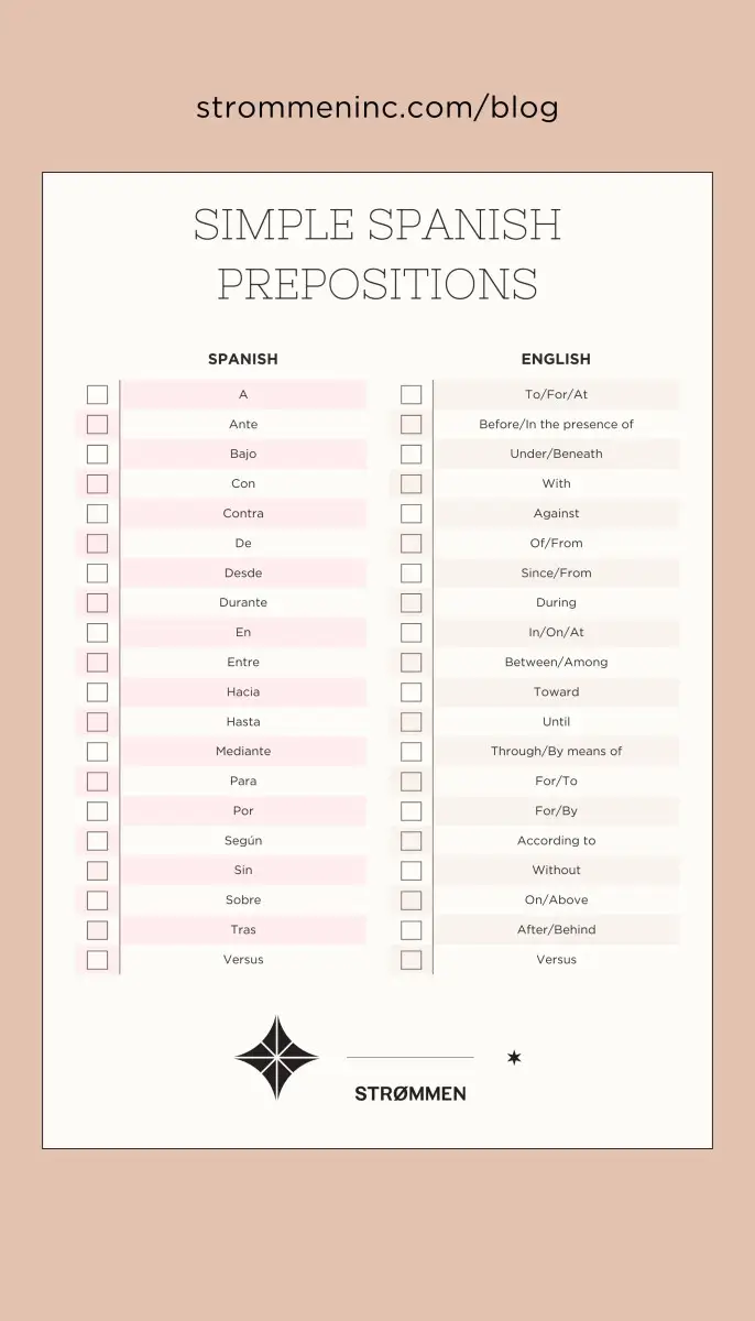 Spanish Prepositions
