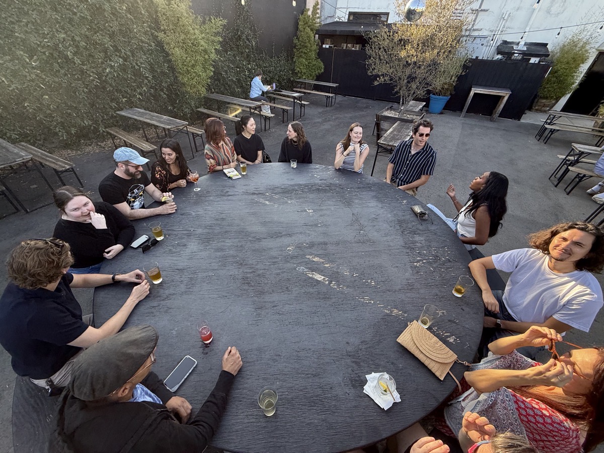 Strommen community language learners around a table in Los Angeles