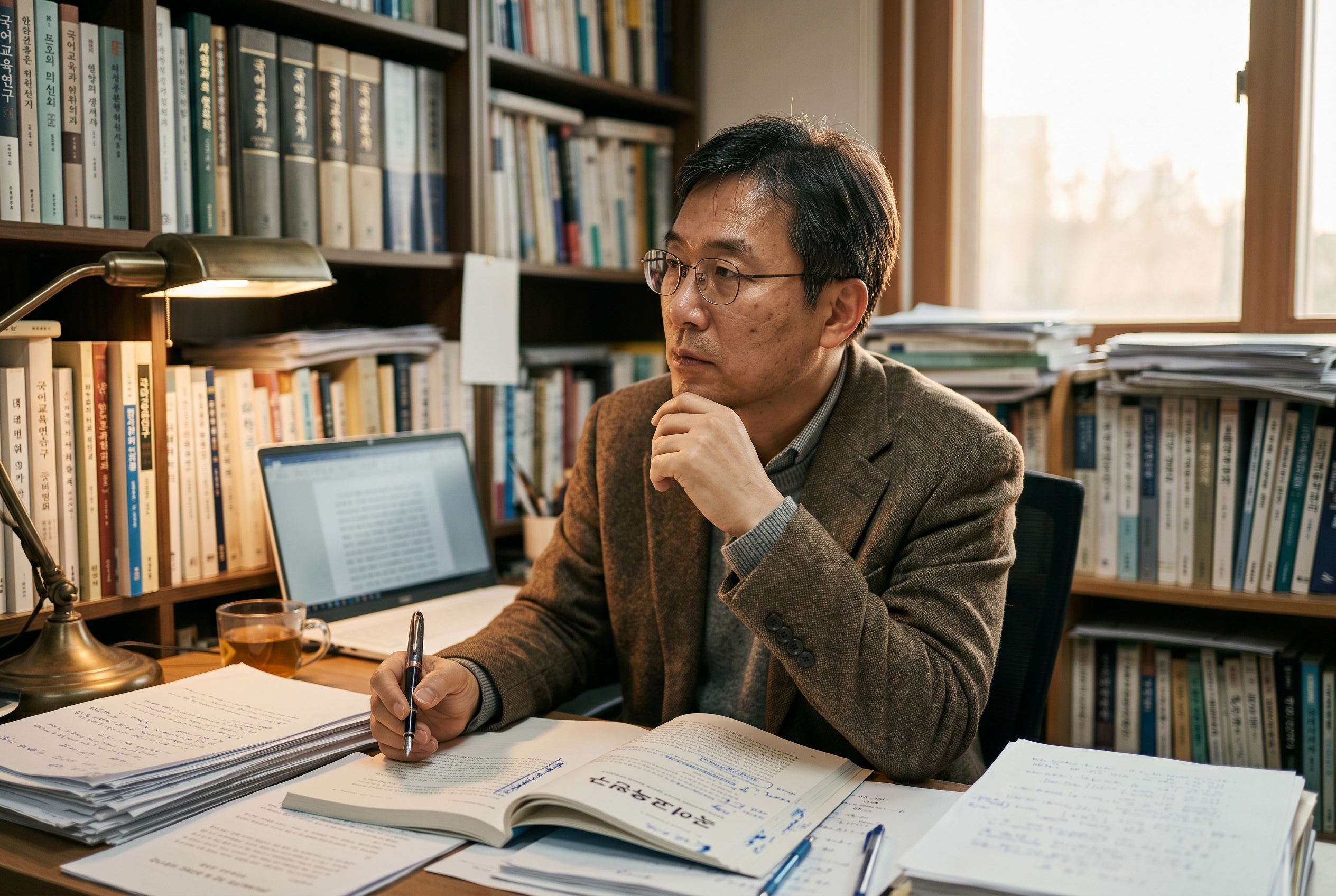 Academic Korean tutor and graduate student working through a Korean journal article together — Strommen