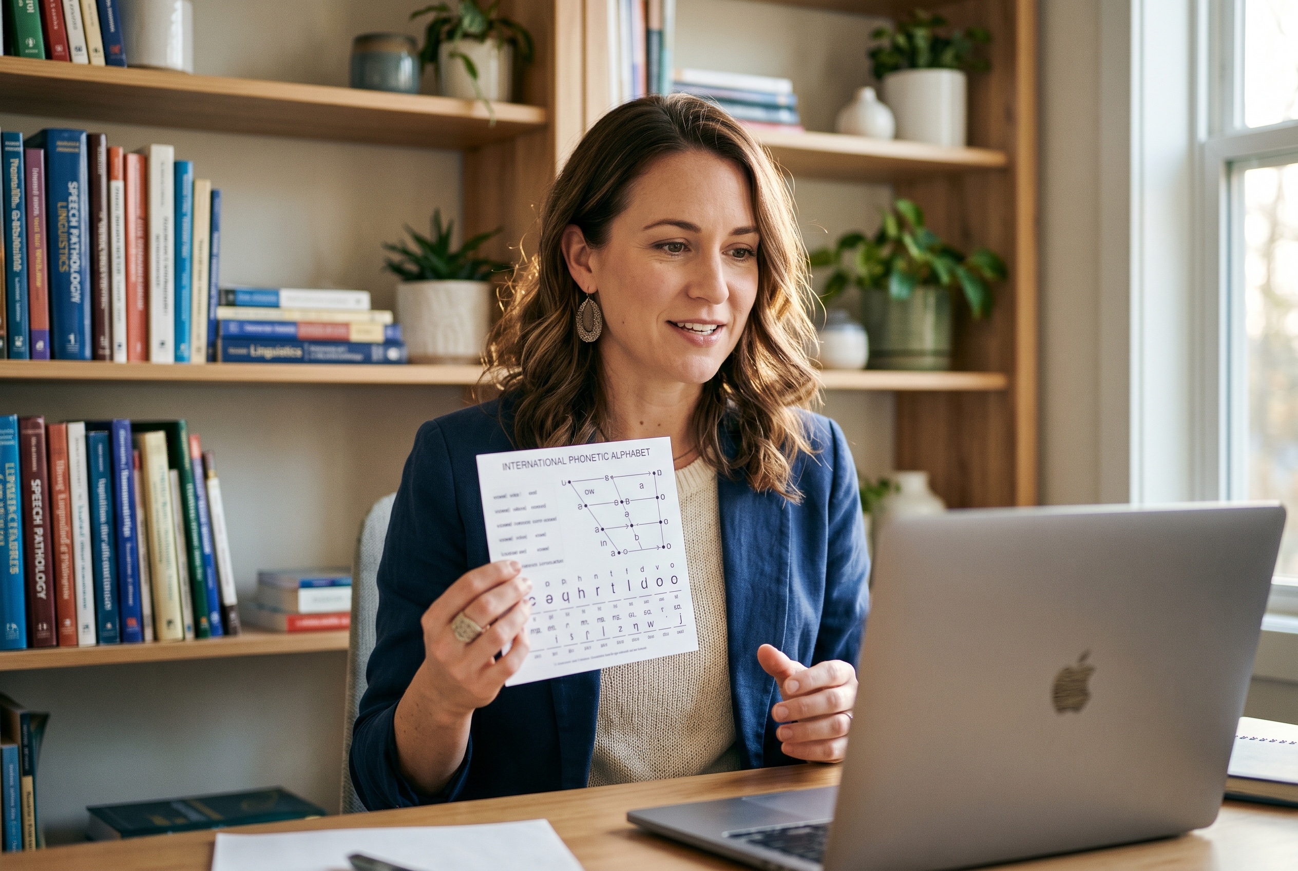 Accent modification specialist working with a healthcare professional on clinical-context clarity