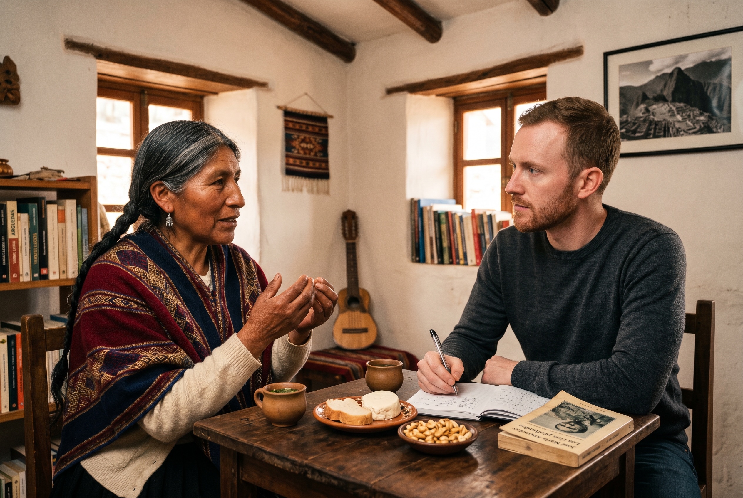 Andean Spanish tutor and student in conversation — Strommen