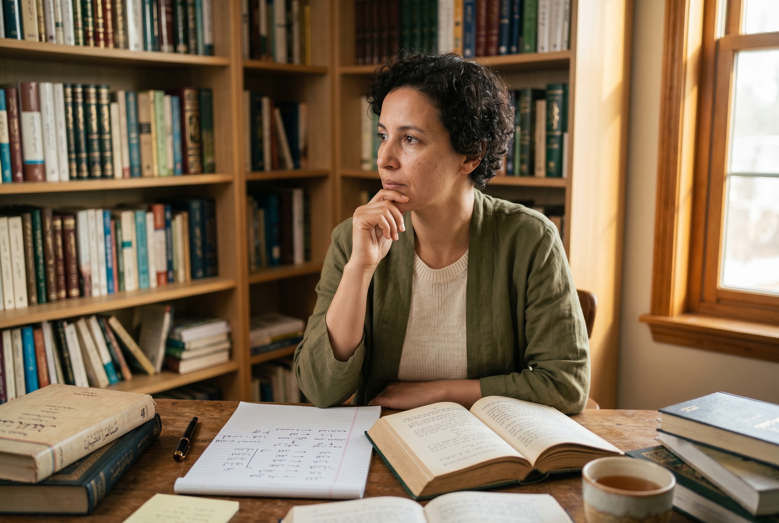 Arabic grammar tutor walking a student through the root system and verb forms — Strommen