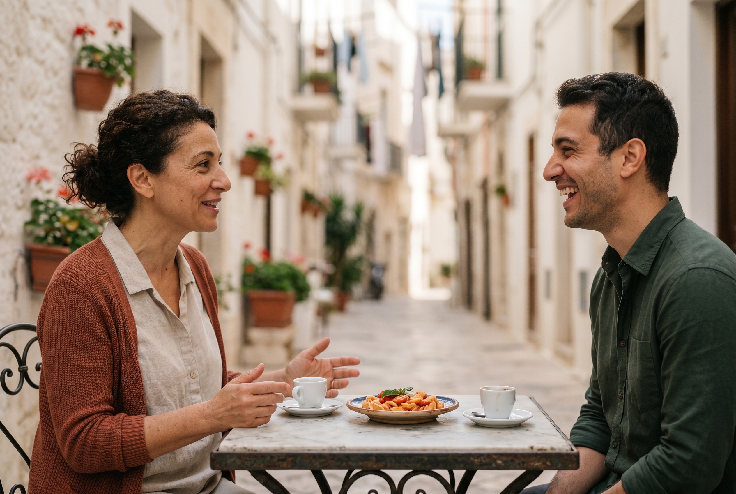 Barese tutor and student working on Apulian dialect — Strommen