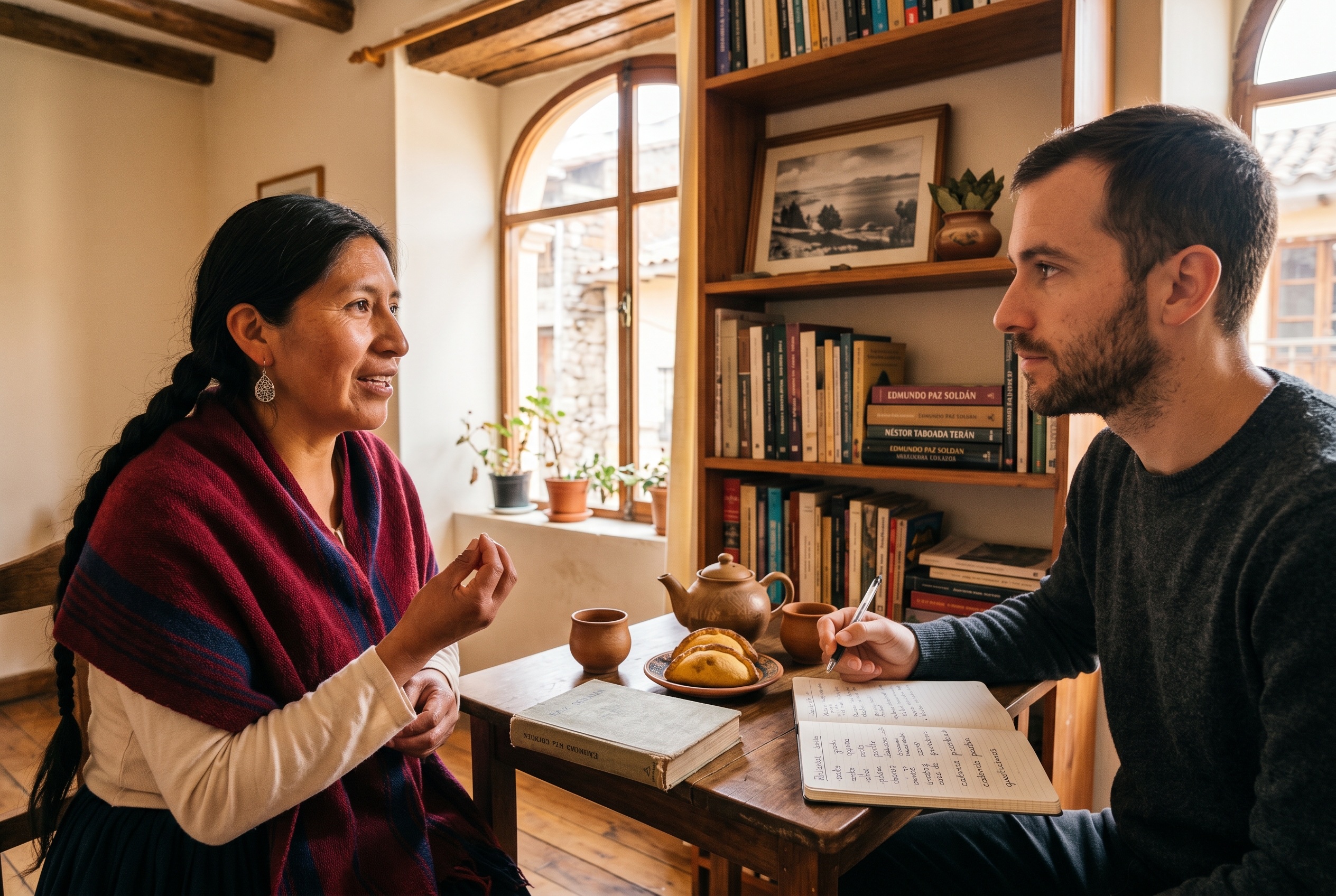 Bolivian Spanish tutor and student in conversation — Strommen