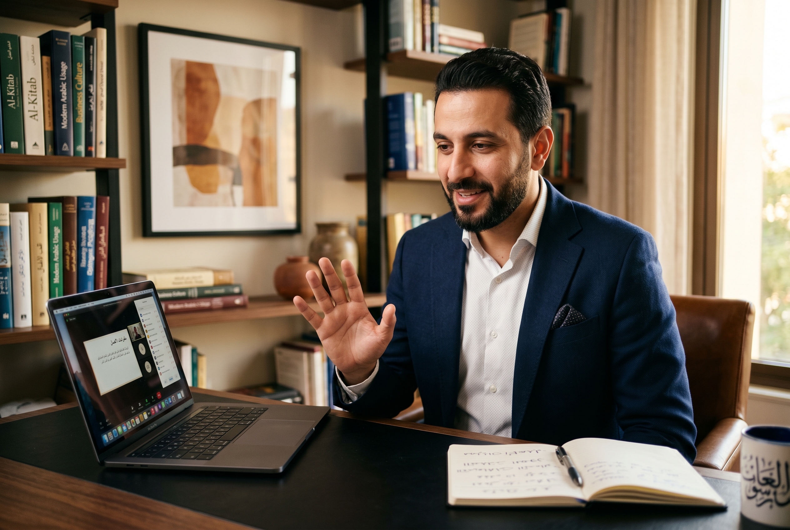 Business Arabic tutor and adult student in a lesson — Strommen
