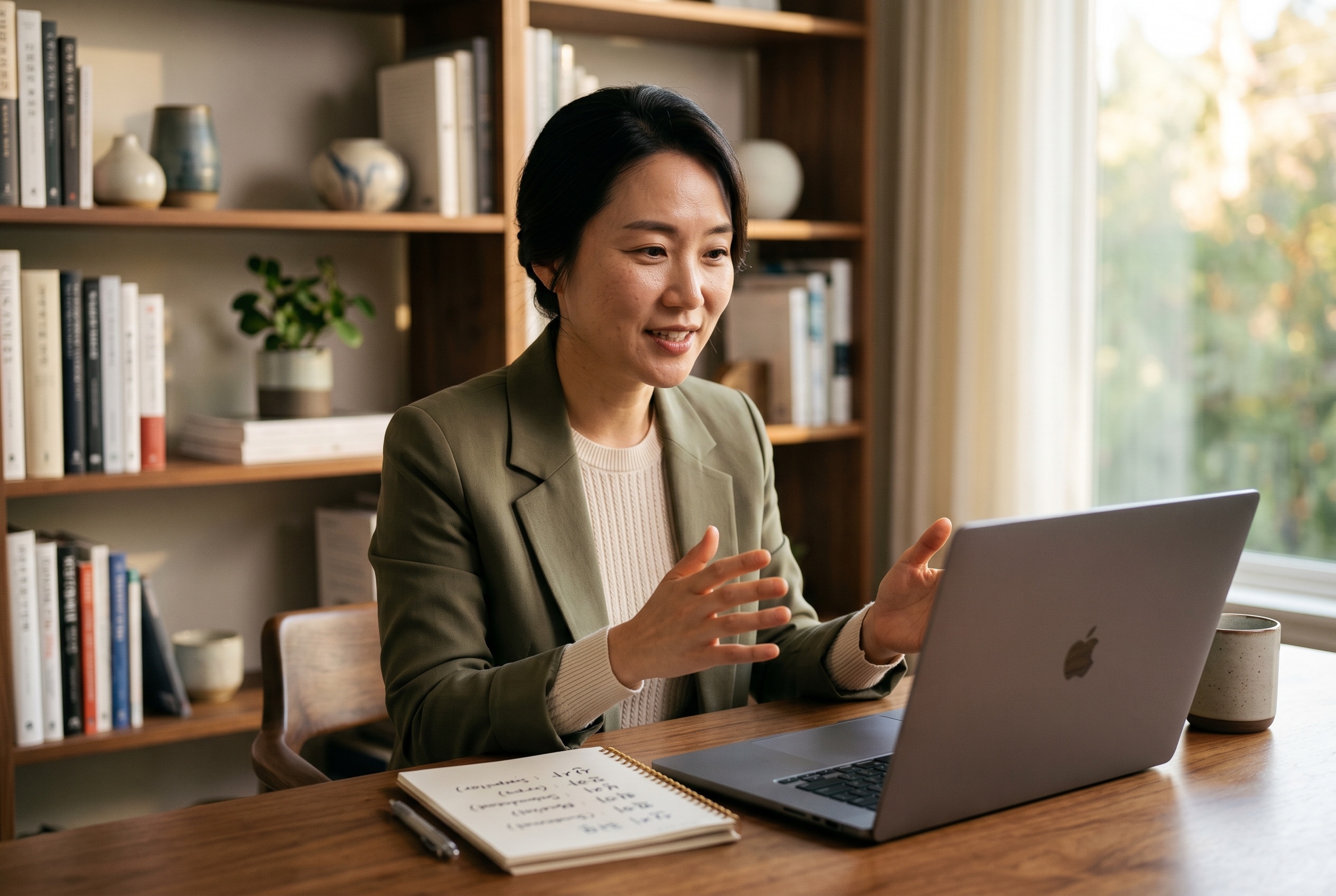 Business Korean tutor and adult student in a lesson — Strommen