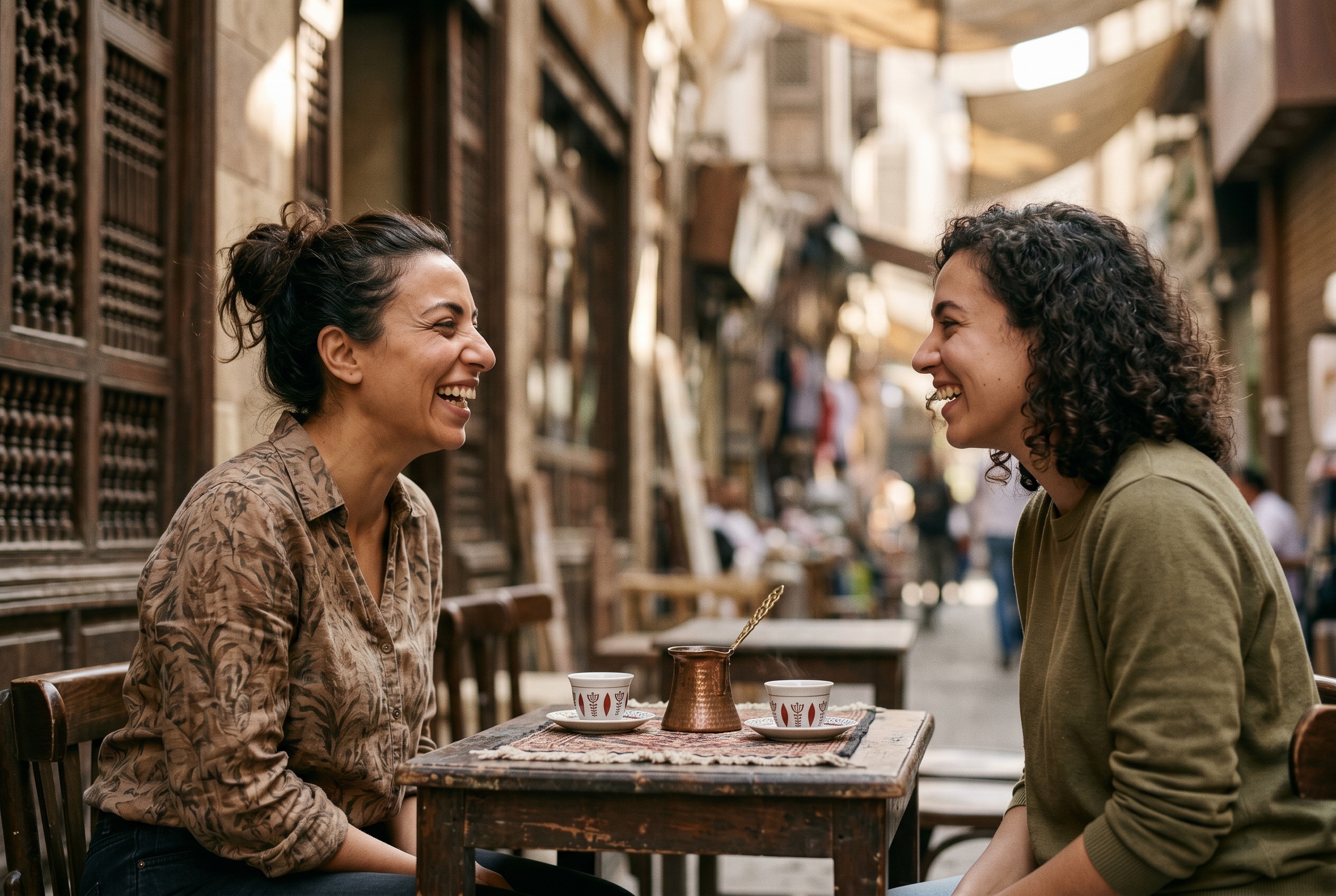 Egyptian Arabic tutor and adult student in conversation during a lesson — Strommen