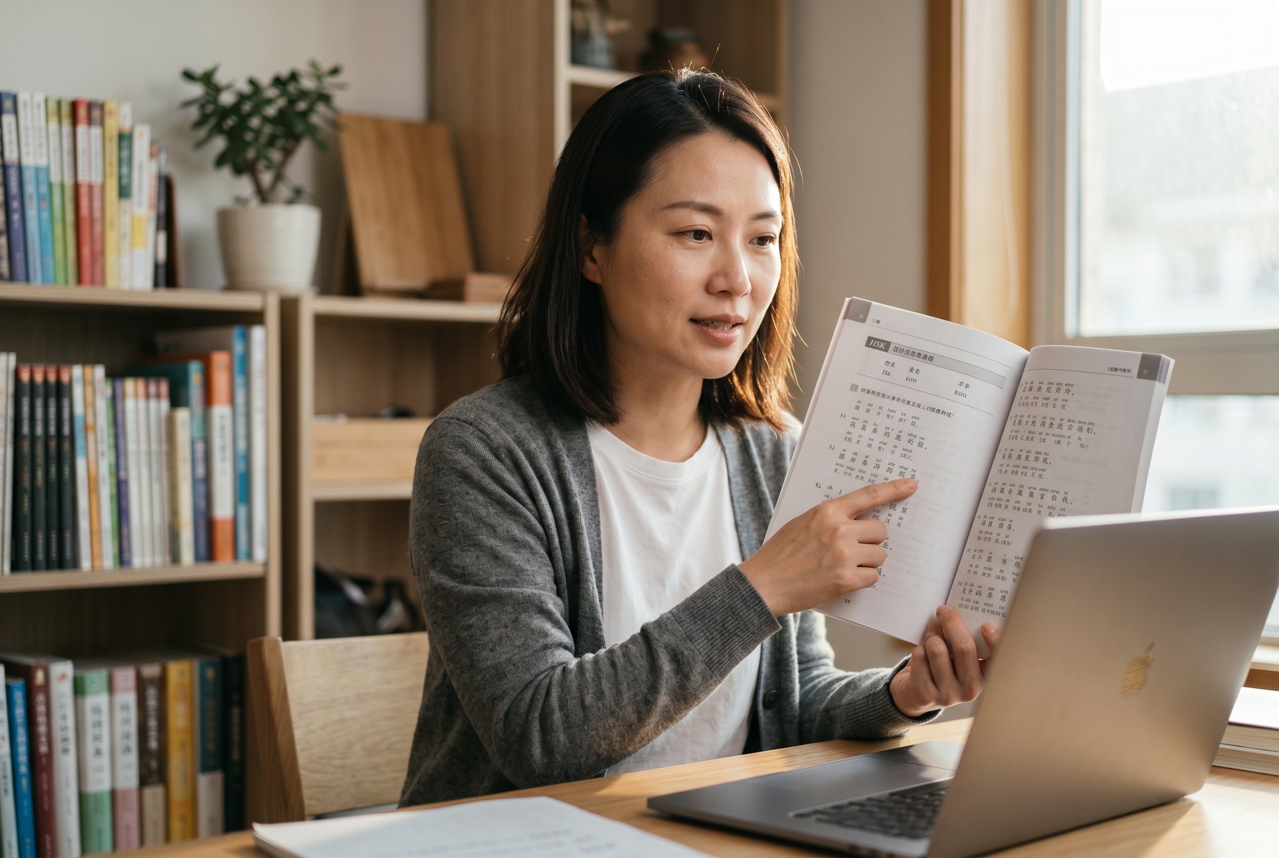 HSK exam tutor and student preparing for the Chinese proficiency test — Strommen