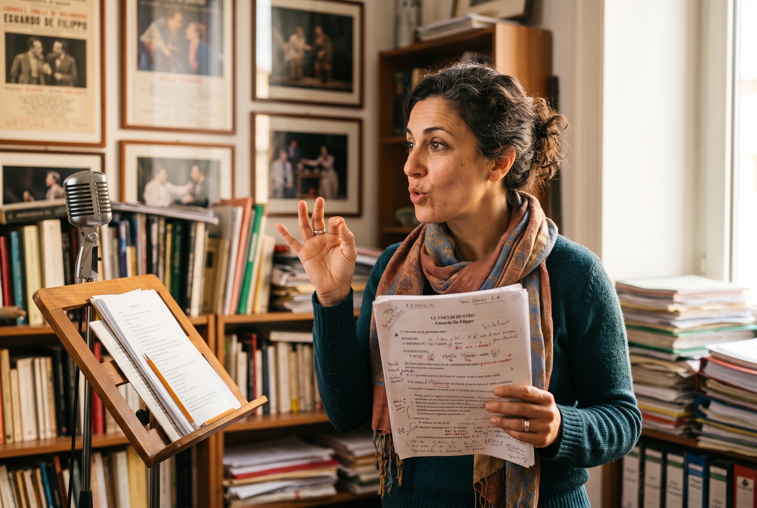 Italian dialect coach working through a script with an actor