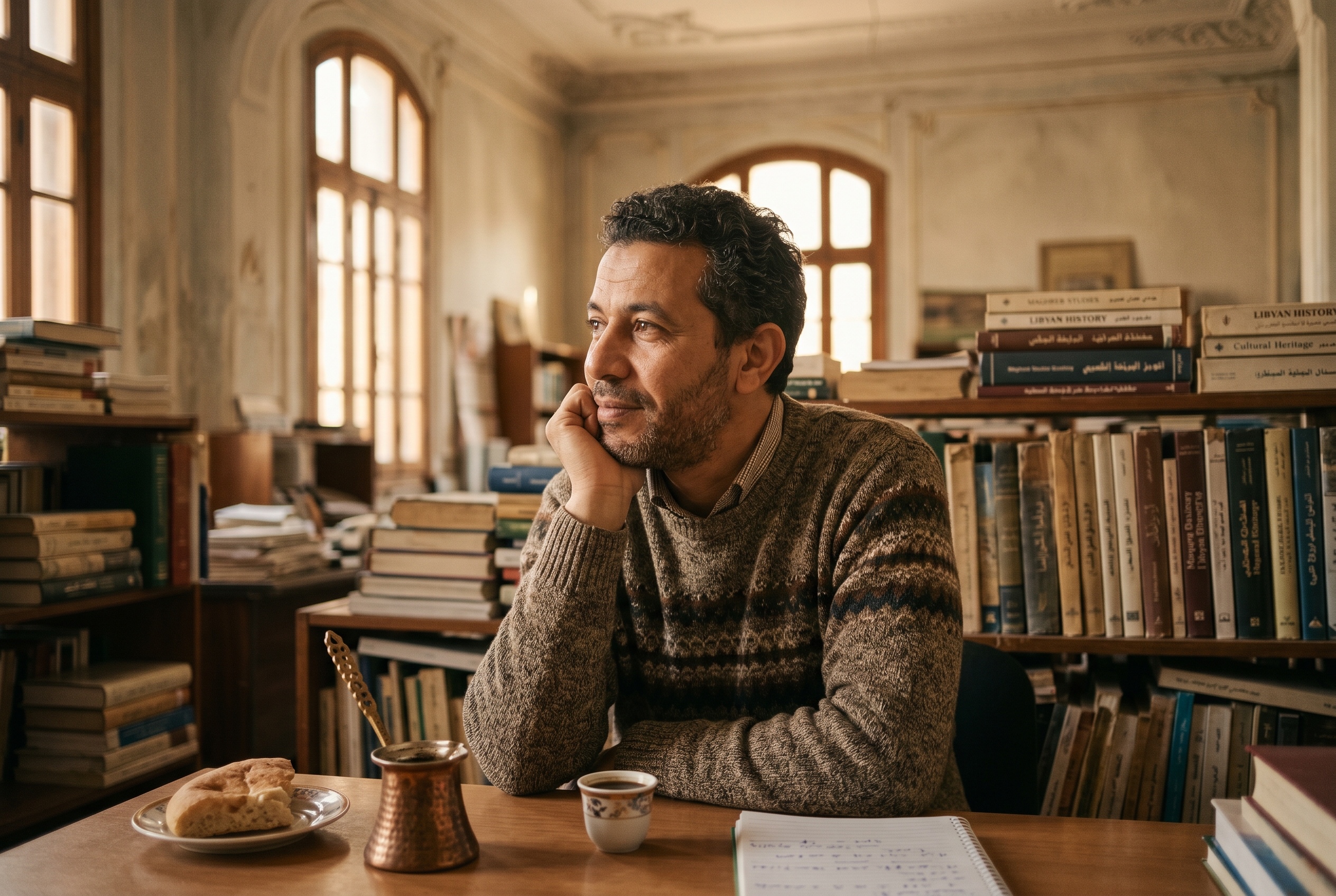 Libyan Arabic tutor and adult student in conversation during a lesson — Strommen