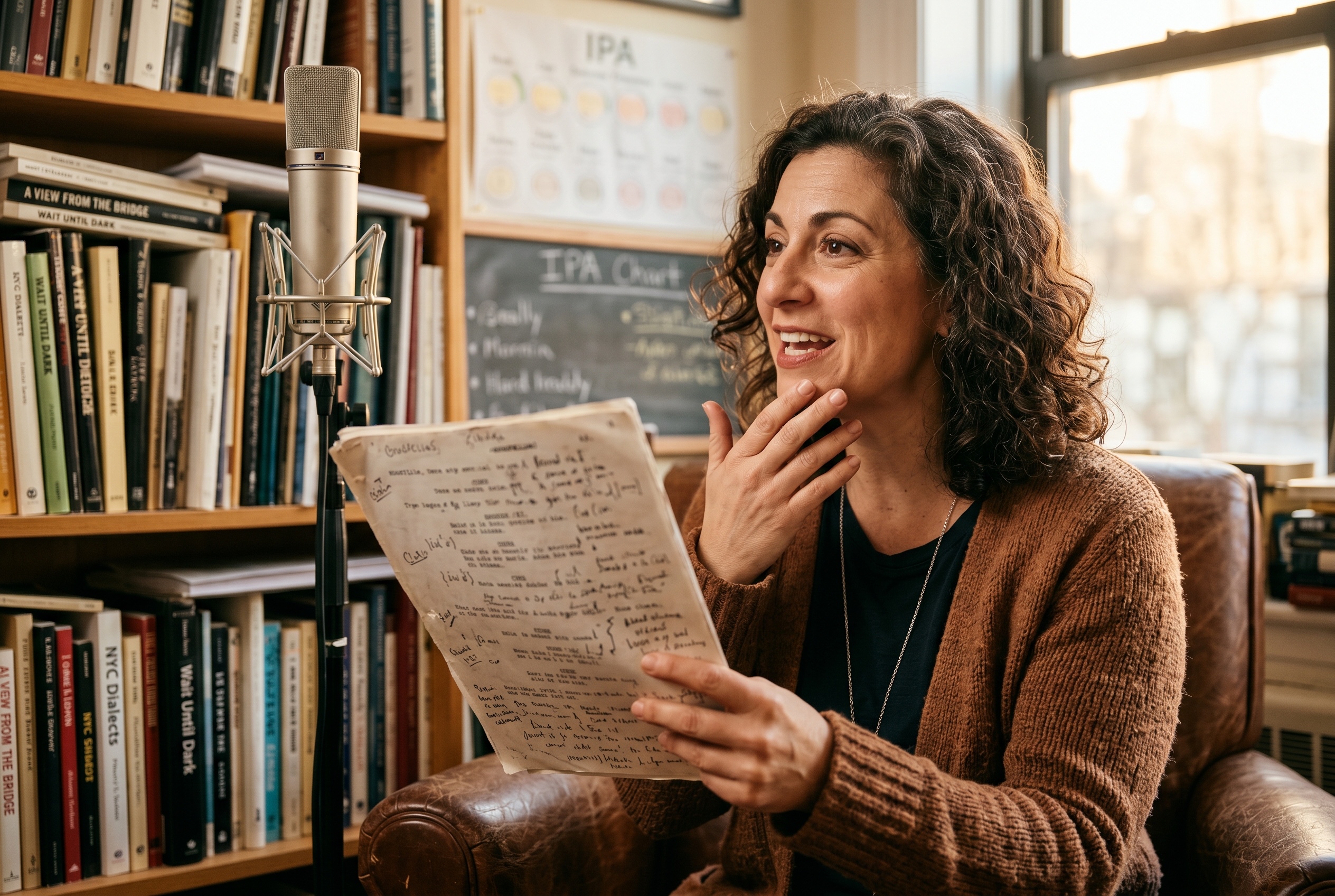 New York accent coach working through a script with an actor