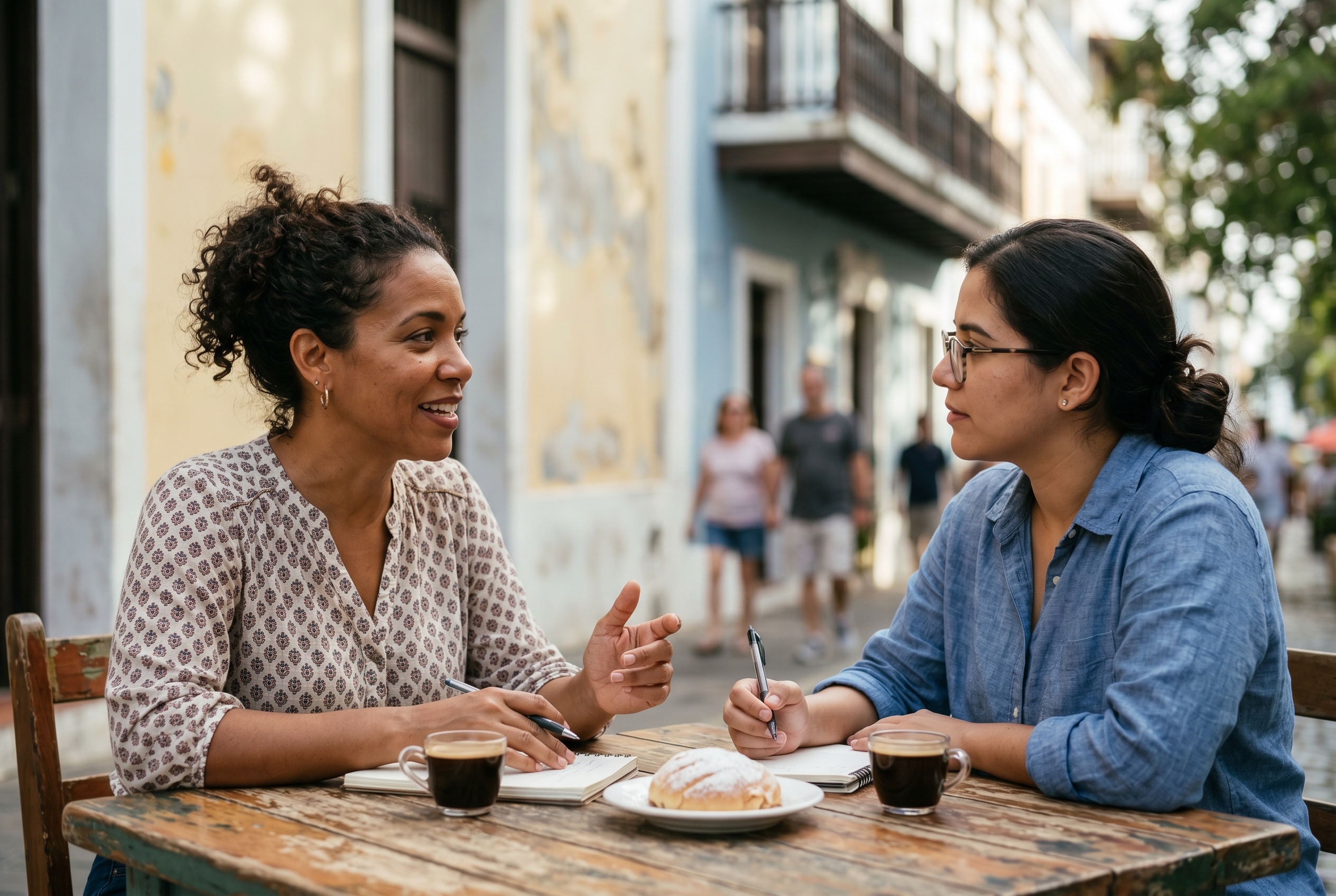 Puerto Rican Spanish tutor and student in conversation — Strommen