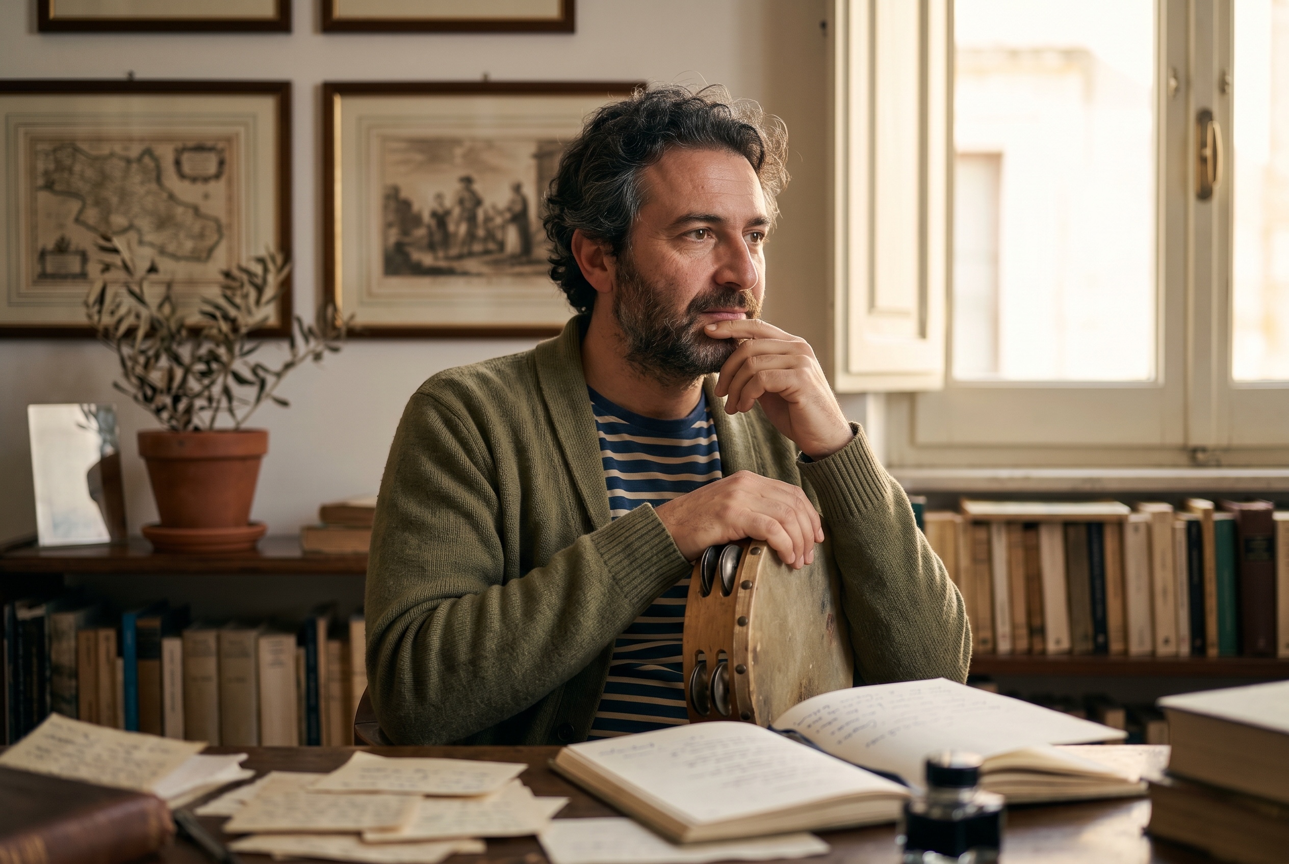 Salentino tutor and heritage student at a kitchen table in a Lecce-area home — Strommen