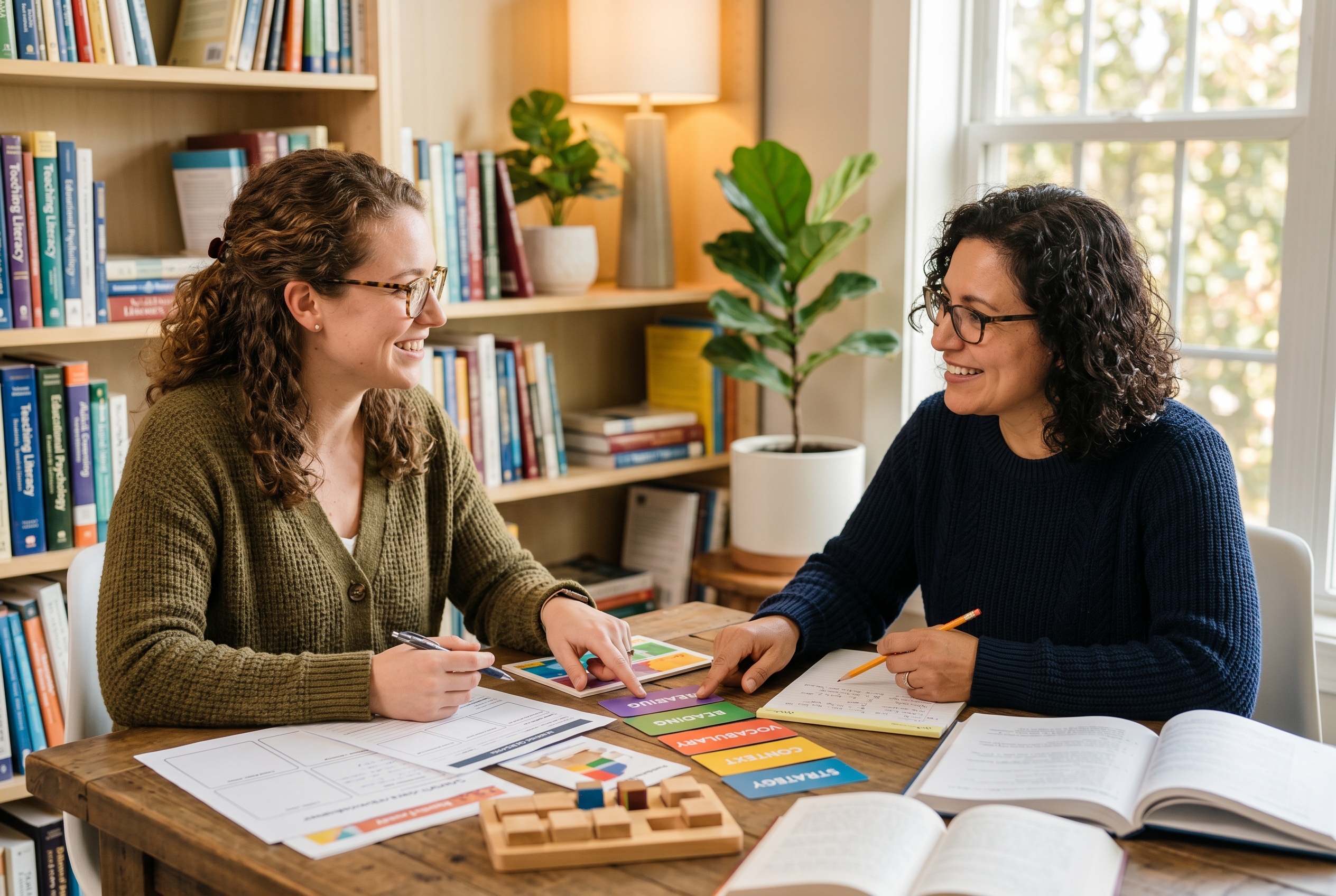 Study-skills coach working with a student on note-taking and review methods — Strommen