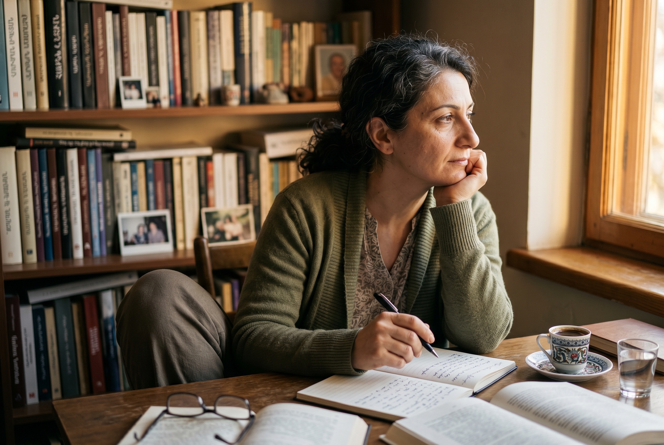 Western Armenian tutor and heritage student reading from a Beirut Armenian newspaper in a one-on-one lesson — Strommen
